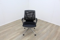 Vitra Meda Black Leather Seat Mesh Back Meeting Chair - Thumb 2