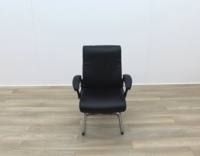 Black Faux Leather Meeting Chairs With Folding Back - Thumb 2