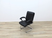Black Faux Leather Meeting Chairs With Folding Back - Thumb 3
