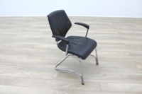 Giroflex 16 Series Black Leather Cantilever Office Meeting Chairs - Thumb 5