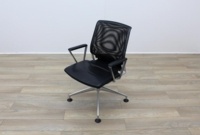 Vitra Meda Black Leather Seat Mesh Back Meeting Chair - Thumb 3