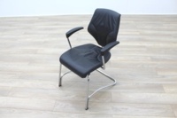 Giroflex 16 Series Black Leather Cantilever Office Meeting Chairs - Thumb 2