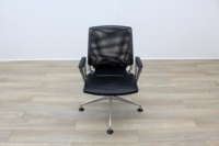 Vitra Meda Black Leather Seat Mesh Back Meeting Chair - Thumb 4