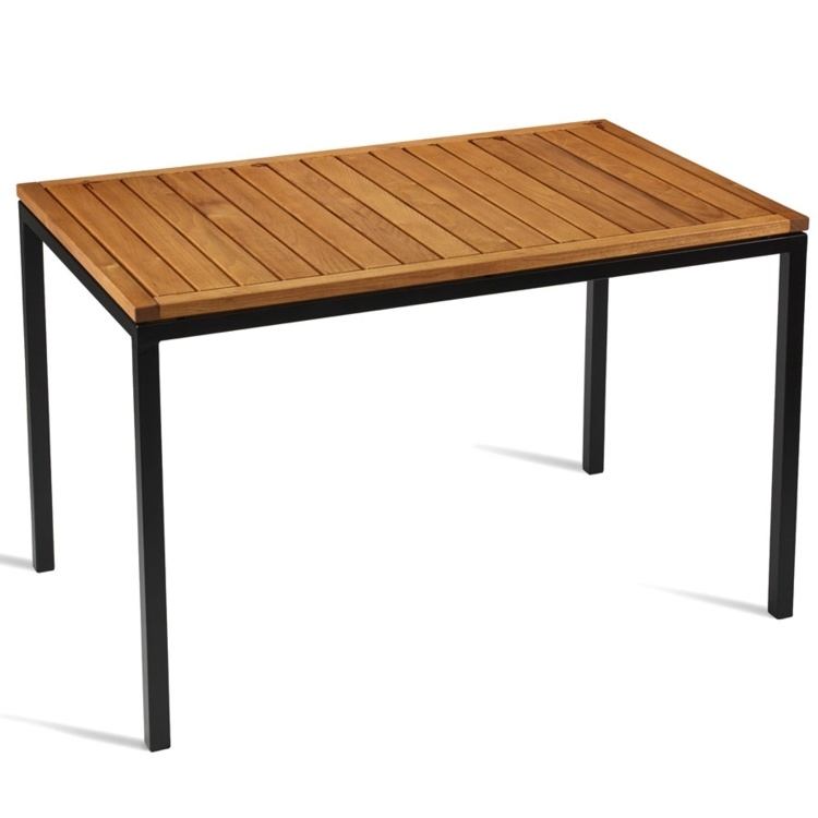 New ICE Powder Coated Metal Frame and Robinia Wood Top Rectangular Dining Table