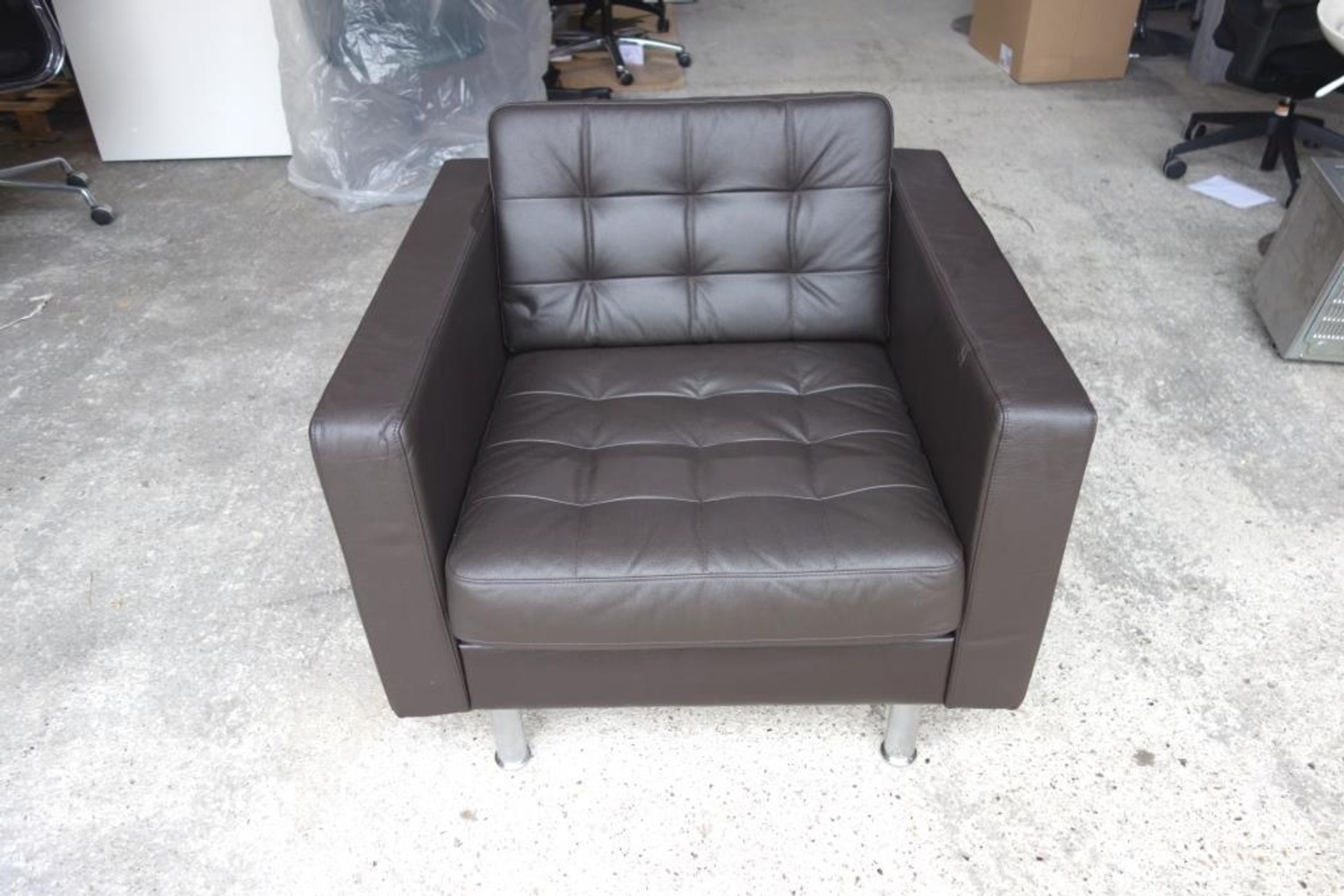 black faux leather arm chair