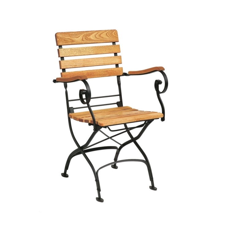 New ARCH Wrought Iron Cafe Bistro Folding Arm Chair