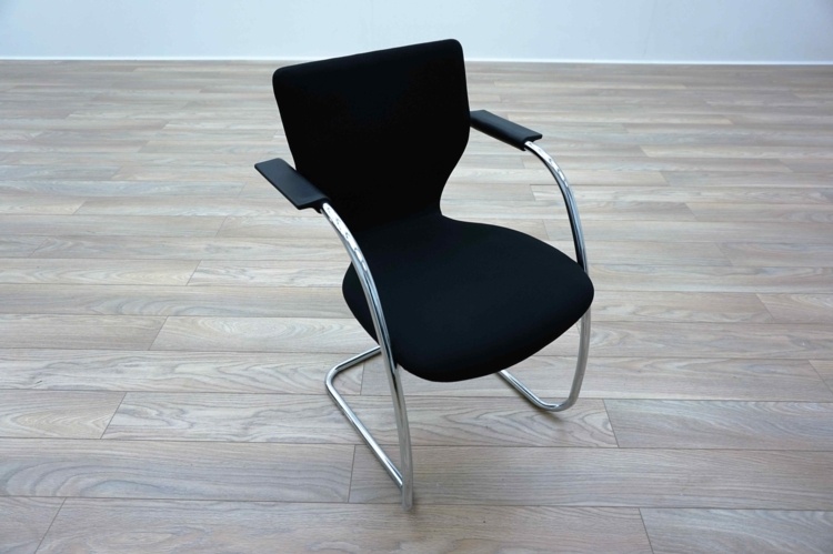 Orangebox X10 Black Fabric Chrome Frame Office Meeting Chairs