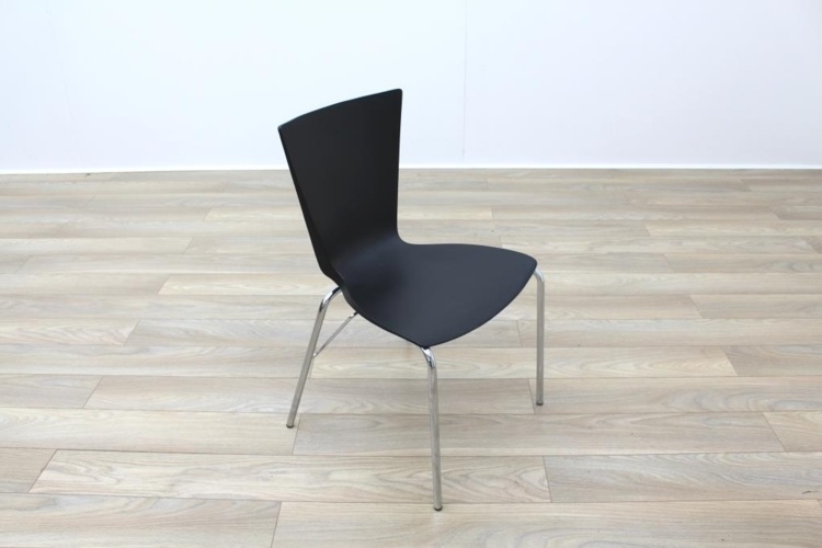 Black Polymer Stackable Office Canteen Chairs