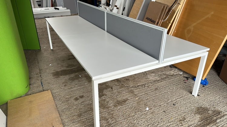 White 1400mm bench desk