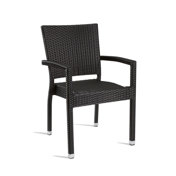 New Black Wicker Solana Weave Rattan Style Office Garden Canteen Cafe Bistro Arm Chairs