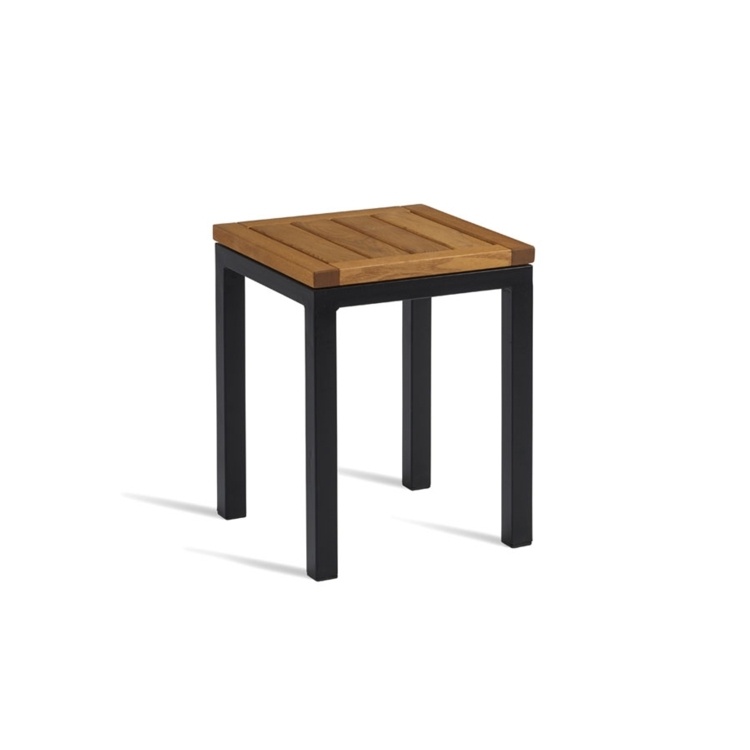 New ICE Powder Coated Metal Frame and Robinia Wood Top Canteen Cafe Low Stool