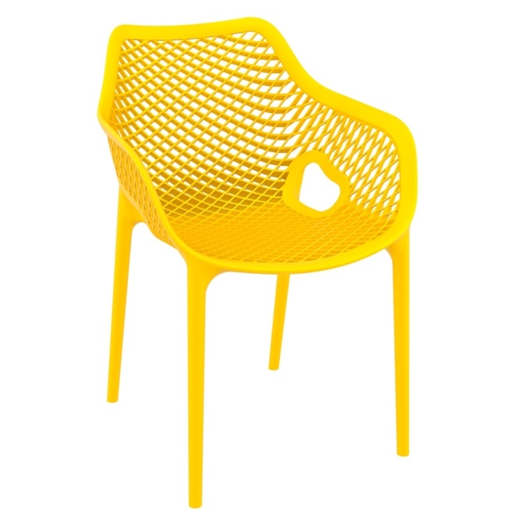 New Yellow Reinforced Polypropylene & Glass Fibre Stacking Office Canteen Cafe Bistro Arm Chairs
