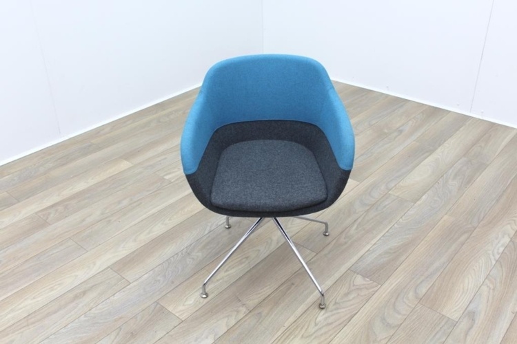 Brunner Grey and Blue Fabric Reception Tub Chair