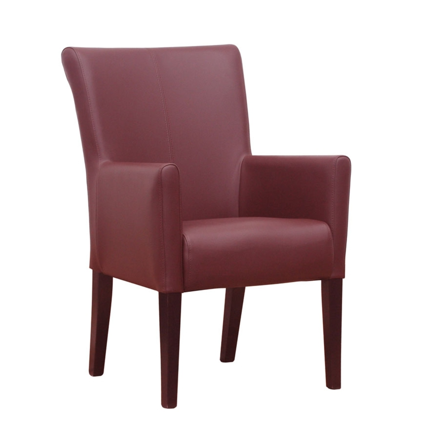 red faux leather arm chair