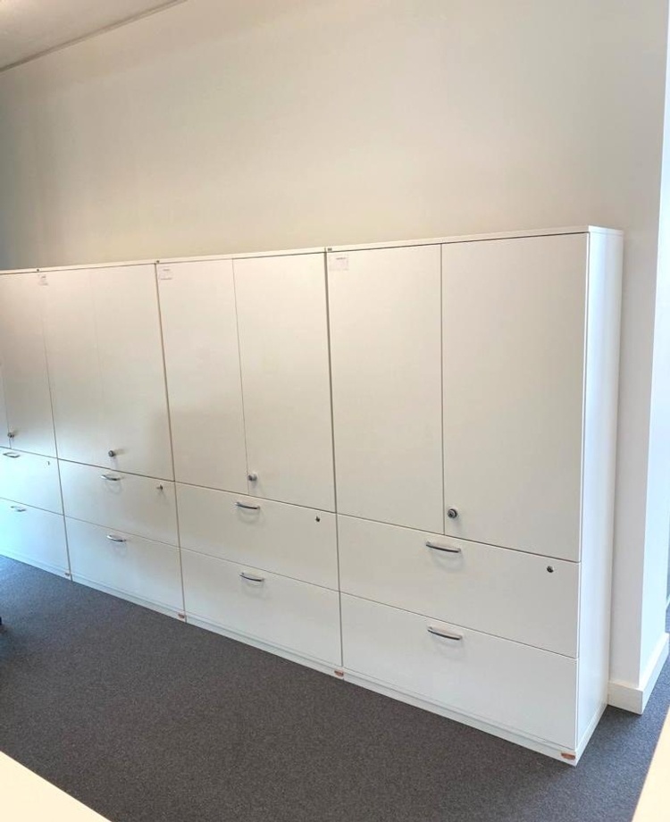 Sedus White Double Door Cupboard With Two Filling Drawers