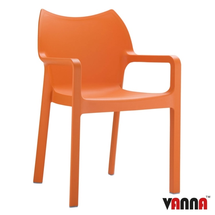 New Orange Moulded Plastic Stacking Office Canteen Cafe Bistro Meeting Arm Chairs