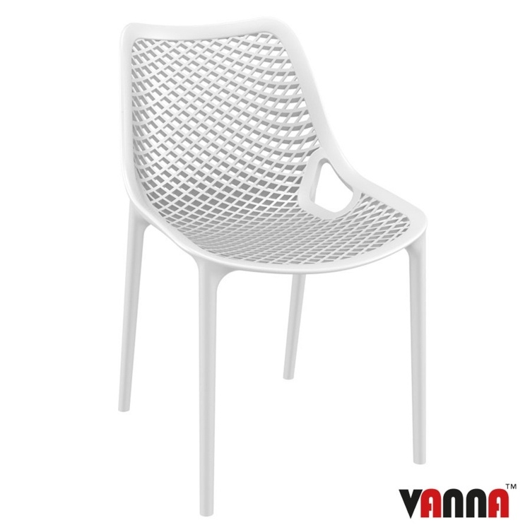 New White Reinforced Polypropylene & Glass Fibre Stacking Office Canteen Cafe Bistro Chairs