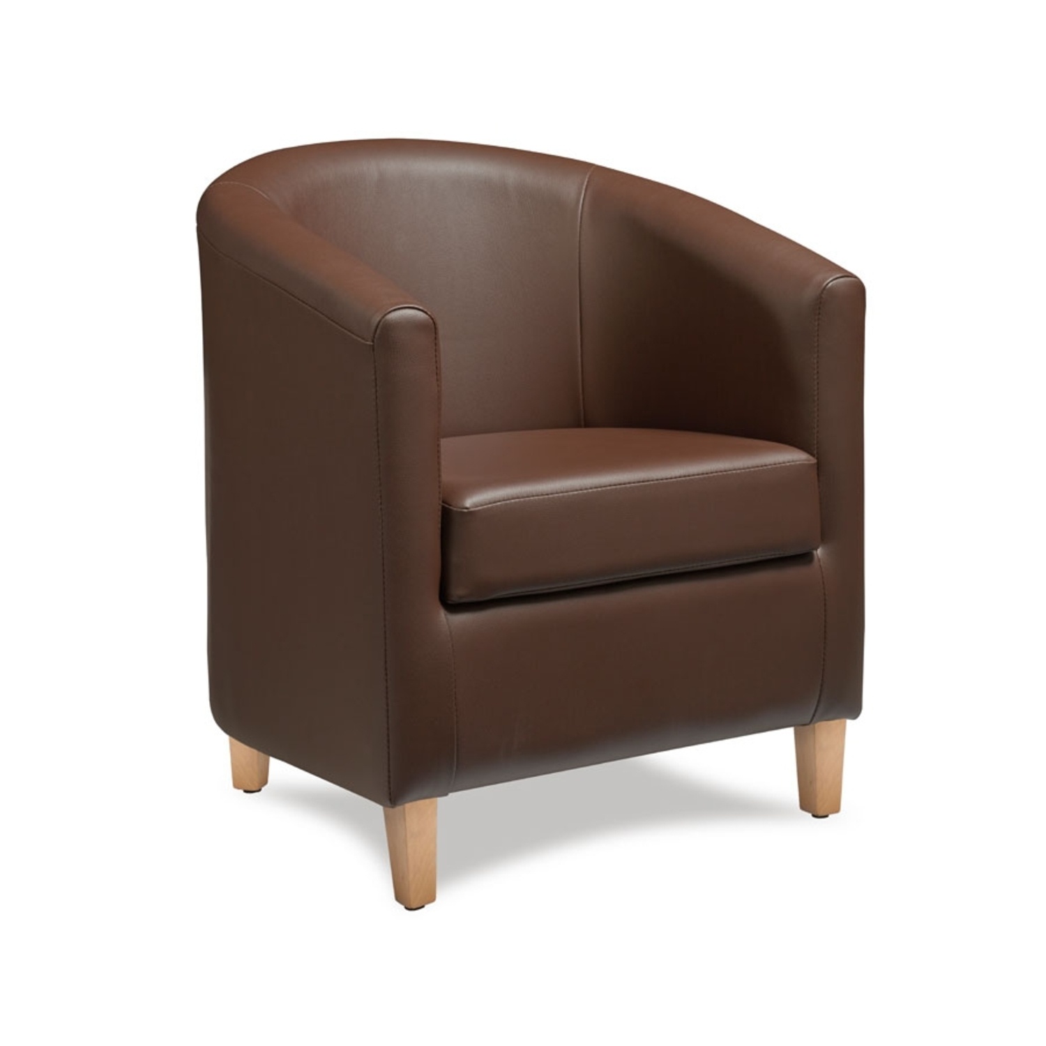 brown faux leather tub chair