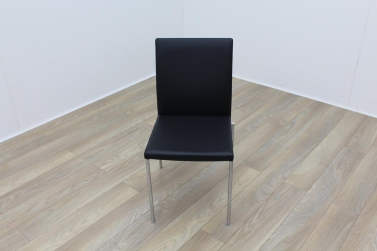 Brunner Black Leather Chrome Frame Meeting Chair