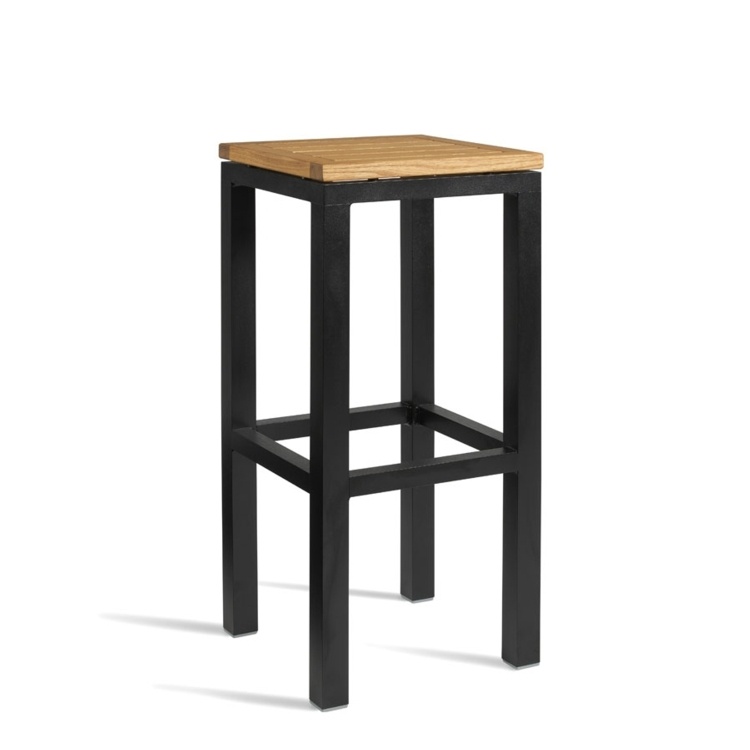 New ICE Powder Coated Metal Frame and Robinia Wood Top Canteen Cafe High Stool