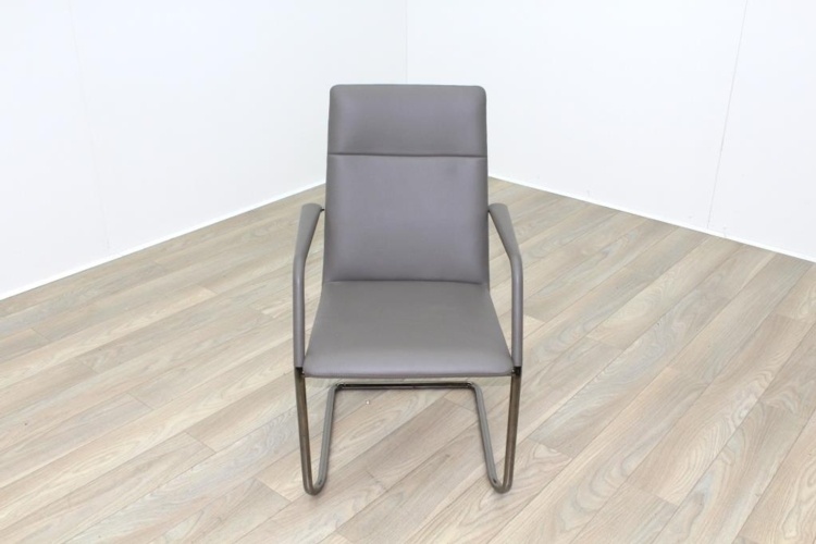 Brunner Grey Leather Cantilever Meeting Chair