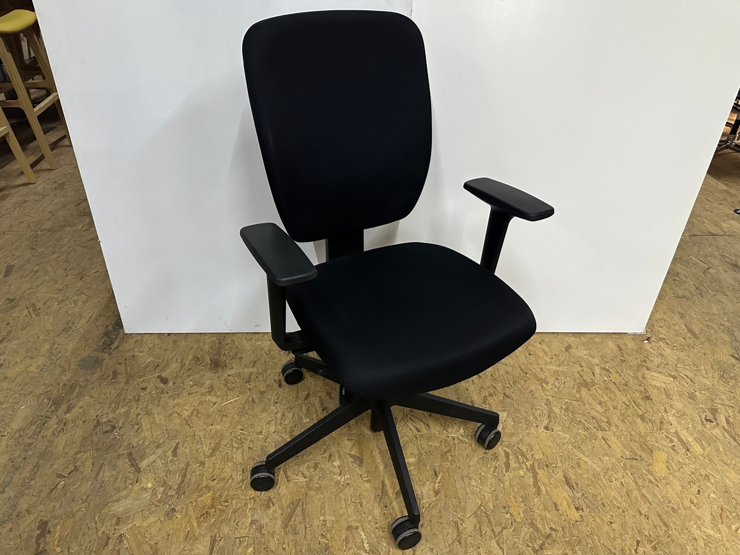 black upholstered office chair