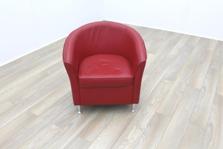 Red Leather Office Reception Tub Chairs