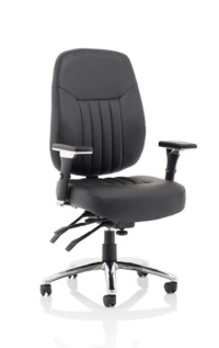 Barcelona Deluxe Black Leather Operator Chair - Thumb 4