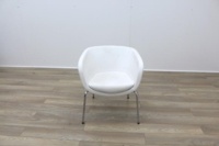 Senator KA1 White Leather Reception Tub Chair - Thumb 4