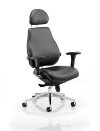 Chiro Plus Ultimate Black Leather With Arms With Headrest - Thumb 2