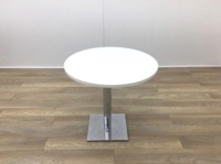 White Round Table with Chrome Base 800mm - Thumb 3