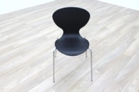 Black Plastic Stacking Office Canteen Chairs - Thumb 3