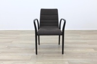 Brunner Brown Fabric Mahogany Frame Reception Chair - Thumb 4