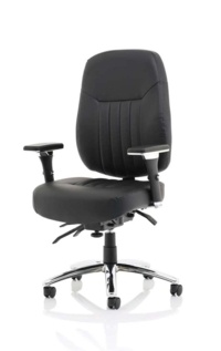 Barcelona Deluxe Black Leather Operator Chair - Thumb 3
