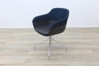 Brunner Blue Fabric Back Grey Leather Seat Reception Tub Chair - Thumb 3