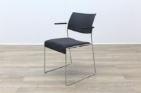 Brunner Dark Grey Polymer Back, Grey Velour Seat Meeting Chair - Thumb 3
