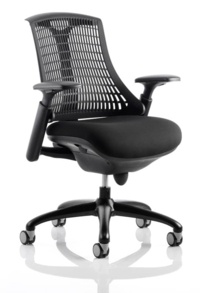 Flex Task Operator Chair Black Frame With Black Fabric Seat Black Back With Arms - Thumb 2