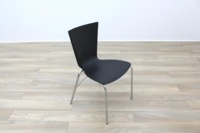 Black Polymer Stackable Office Canteen Chairs - Thumb 2