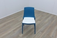 Brunner Blue with White Leather Seat Canteen Chair - Thumb 2