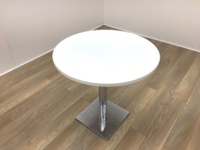 White Round Table with Chrome Base 800mm - Thumb 2