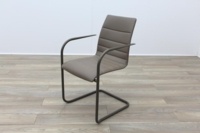 Brunner Brown Leather Bronze Base Meeting Chair - Thumb 3