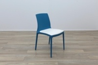 Brunner Blue with White Leather Seat Canteen Chair - Thumb 5