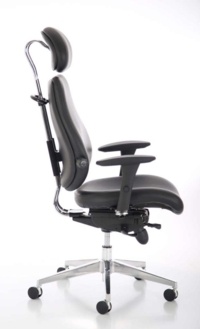 Chiro Plus Ultimate Black Leather With Arms With Headrest - Thumb 3