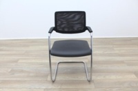 Brunner Black Mesh Back Grey Leather Seat Meeting Chair - Thumb 4