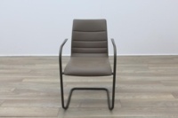 Brunner Brown Leather Bronze Base Meeting Chair - Thumb 4