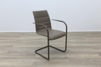 Brunner Brown Leather Bronze Base Meeting Chair - Thumb 5