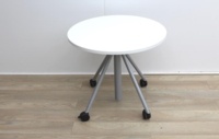 Senator Height Adjustable Circular White 800mm Office / Meeting Table - Thumb 2