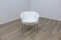 Senator KA1 White Leather Reception Tub Chair - Thumb 2