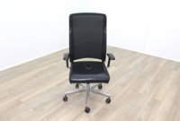 Interstuhl Black Leather Seat Operator Chair High Back - Thumb 2