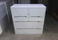 White Metal Cupboard Whit Wooden Top - Thumb 2
